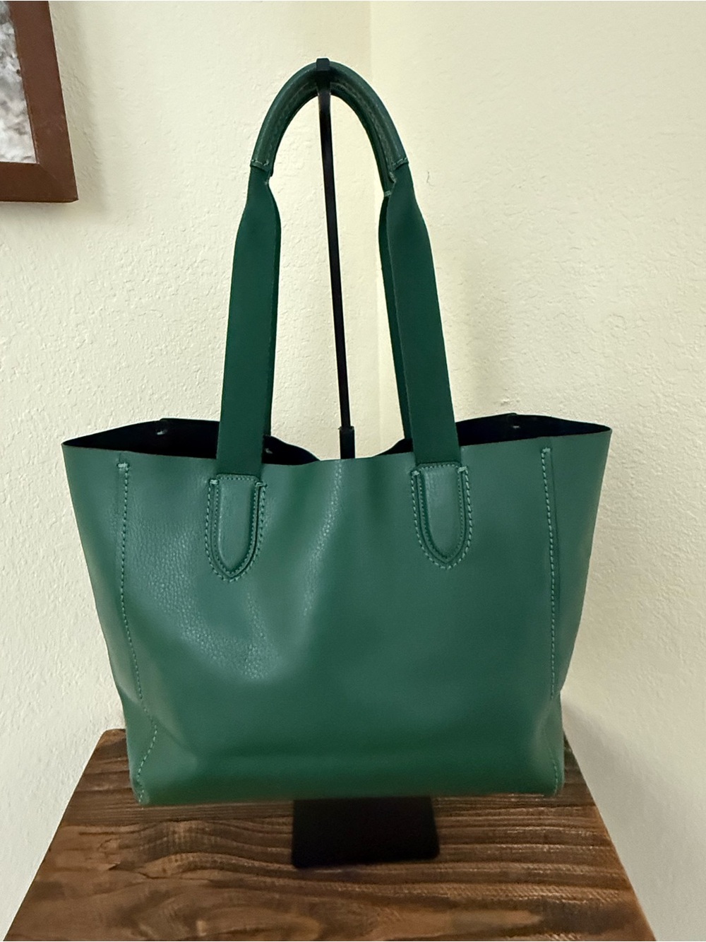 Coach Forest Green Pebbled Leather Tote with Leather Tag - Picture 3 of 13